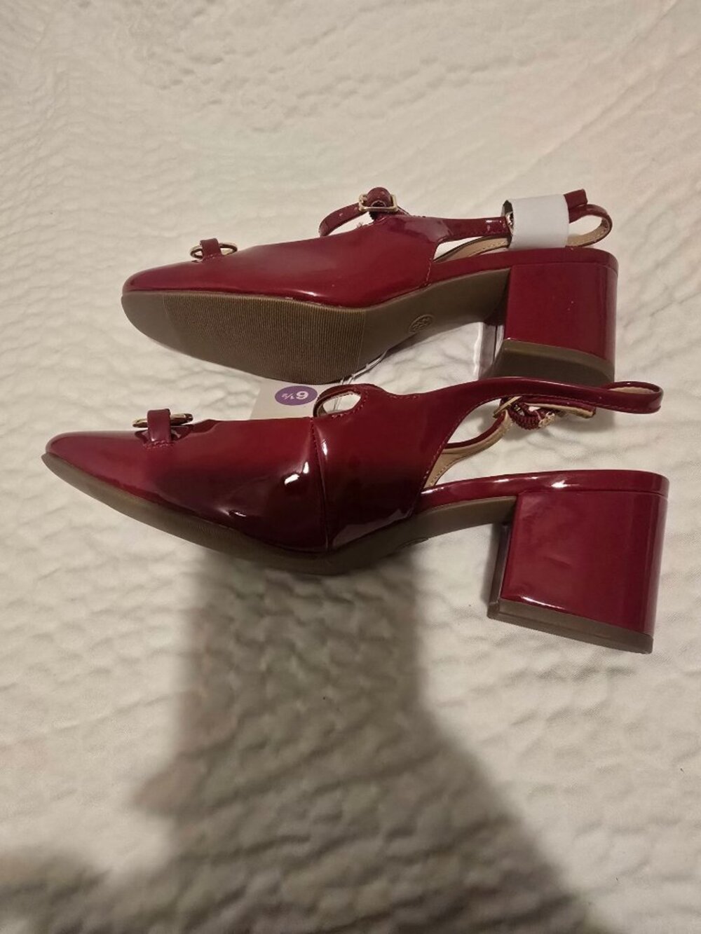 Women's Lucky Square Toe Mary Jane Heel with Memory Foam Insole - a New Day Red - Picture 7 of 8